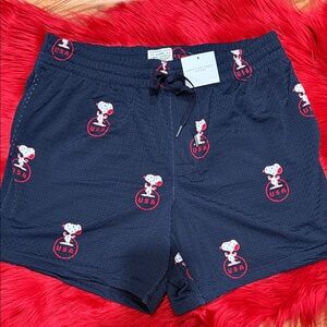 American Eagle Outfitters Navy Shorts with Snoopy Print